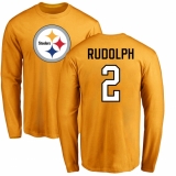 Nike Pittsburgh Steelers #2 Mason Rudolph Gold Name & Number Logo Long Sleeve T-Shirt