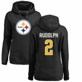 Women's Nike Pittsburgh Steelers #2 Mason Rudolph Black Name & Number Logo Pullover Hoodie