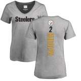 Women's Nike Pittsburgh Steelers #2 Mason Rudolph Ash Backer V-Neck T-Shirt