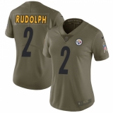 Women's Nike Pittsburgh Steelers #2 Mason Rudolph Limited Olive 2017 Salute to Service NFL Jersey