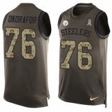Men's Nike Pittsburgh Steelers #76 Chukwuma Okorafor Limited Green Salute to Service Tank Top NFL Jersey
