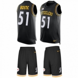 Men's Nike Pittsburgh Steelers #51 Jon Bostic Limited Black Tank Top Suit NFL Jersey