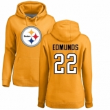 Women's Nike Pittsburgh Steelers #22 Terrell Edmunds Gold Name & Number Logo Pullover Hoodie