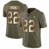 Men's Nike Pittsburgh Steelers #22 Terrell Edmunds Limited Olive Gold 2017 Salute to Service NFL Jersey