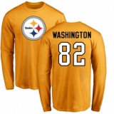 Nike Pittsburgh Steelers #82 James Washington Gold Name & Number Logo Long Sleeve T-Shirt