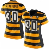 Women's Nike Pittsburgh Steelers #30 Daimion Stafford Limited Yellow/Black Alternate 80TH Anniversary Throwback NFL Jersey