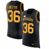 Men's Nike Pittsburgh Steelers #36 Jerome Bettis Limited Black Rush Player Name & Number Tank Top NFL Jersey