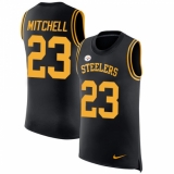 Men's Nike Pittsburgh Steelers #23 Mike Mitchell Limited Black Rush Player Name & Number Tank Top NFL Jersey