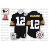 Mitchell And Ness Pittsburgh Steelers #12 Terry Bradshaw Black Team Color Authentic Throwback NFL Jersey
