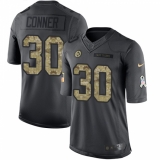 Youth Nike Pittsburgh Steelers #30 James Conner Limited Black 2016 Salute to Service NFL Jersey
