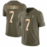 Youth Nike Pittsburgh Steelers #7 Ben Roethlisberger Limited Olive/Gold 2017 Salute to Service NFL Jersey