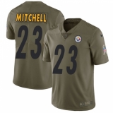 Youth Nike Pittsburgh Steelers #23 Mike Mitchell Limited Olive 2017 Salute to Service NFL Jersey