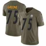 Youth Nike Pittsburgh Steelers #75 Joe Greene Limited Olive 2017 Salute to Service NFL Jersey