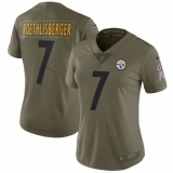 Women's Nike Pittsburgh Steelers #7 Ben Roethlisberger Limited Olive 2017 Salute to Service NFL Jersey