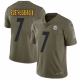 Youth Nike Pittsburgh Steelers #7 Ben Roethlisberger Limited Olive 2017 Salute to Service NFL Jersey