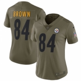 Women's Nike Pittsburgh Steelers #84 Antonio Brown Limited Olive 2017 Salute to Service NFL Jersey