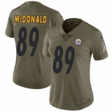 Women's Nike Pittsburgh Steelers #89 Vance McDonald Limited Olive 2017 Salute to Service NFL Jersey