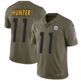 Youth Nike Pittsburgh Steelers #11 Justin Hunter Limited Olive 2017 Salute to Service NFL Jersey
