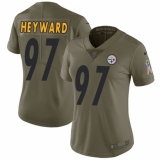 Women's Nike Pittsburgh Steelers #97 Cameron Heyward Limited Olive 2017 Salute to Service NFL Jersey