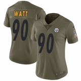 Women's Nike Pittsburgh Steelers #90 T. J. Watt Limited Olive 2017 Salute to Service NFL Jersey