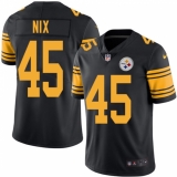 Men's Nike Pittsburgh Steelers #45 Roosevelt Nix Limited Black Rush Vapor Untouchable NFL Jersey