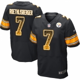 Men's Nike Pittsburgh Steelers #7 Ben Roethlisberger Elite Black Home Drift Fashion NFL Jersey