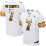 Men's Nike Pittsburgh Steelers #7 Ben Roethlisberger Elite White Road Drift Fashion NFL Jersey