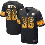 Men's Nike Pittsburgh Steelers #36 Jerome Bettis Elite Black Home Drift Fashion NFL Jersey