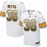 Men's Nike Pittsburgh Steelers #36 Jerome Bettis Elite White Road Drift Fashion NFL Jersey