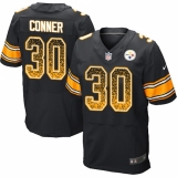 Men's Nike Pittsburgh Steelers #30 James Conner Elite Black Home Drift Fashion NFL Jersey