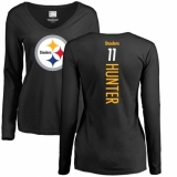 NFL Women's Nike Pittsburgh Steelers #11 Justin Hunter Black Backer Slim Fit Long Sleeve T-Shirt