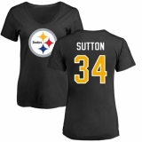 NFL Women's Nike Pittsburgh Steelers #34 Cameron Sutton Black Name & Number Logo Slim Fit T-Shirt