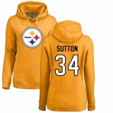 NFL Women's Nike Pittsburgh Steelers #34 Cameron Sutton Gold Name & Number Logo Pullover Hoodie