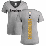 NFL Women's Nike Pittsburgh Steelers #7 Ben Roethlisberger Ash Backer V-Neck T-Shirt