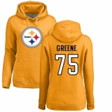 NFL Women's Nike Pittsburgh Steelers #75 Joe Greene Gold Name & Number Logo Pullover Hoodie