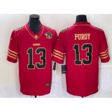 Men's Nike San Francisco 49ers #13 Brock Purdy Red 75th Golden Edition Stitched Limited Jersey