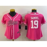 Women's San Francisco 49ers #19 Deebo Samuel Pink With Patch Cool Base Stitched Baseball Jersey
