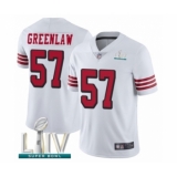 Men's San Francisco 49ers #57 Dre Greenlaw Limited White Rush Vapor Untouchable Super Bowl LIV Bound Football Jersey