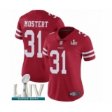 Women's San Francisco 49ers #31 Raheem Mostert Red Team Color Vapor Untouchable Limited Player Super Bowl LIV Bound Football Jersey