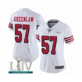 Women's San Francisco 49ers #57 Dre Greenlaw Limited White Rush Vapor Untouchable Super Bowl LIV Bound Football Jersey