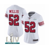 Women's San Francisco 49ers #52 Patrick Willis Limited White Rush Vapor Untouchable Super Bowl LIV Bound Football Jersey