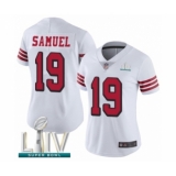 Women's San Francisco 49ers #19 Deebo Samuel Limited White Rush Vapor Untouchable Super Bowl LIV Bound Football Jersey