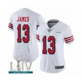 Women's San Francisco 49ers #13 Richie James Limited White Rush Vapor Untouchable Super Bowl LIV Bound Football Jersey