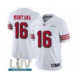 Youth San Francisco 49ers #16 Joe Montana Limited White Rush Vapor Untouchable Super Bowl LIV Bound Football Jersey