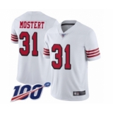 Men's San Francisco 49ers #31 Raheem Mostert Limited White Rush Vapor Untouchable 100th Season Football Jersey