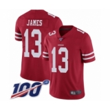 Men's San Francisco 49ers #13 Richie James Red Team Color Vapor Untouchable Limited Player 100th Season Football Jersey