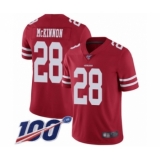 Youth San Francisco 49ers #28 Jerick McKinnon Red Team Color Vapor Untouchable Limited Player 100th Season Football Jersey