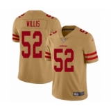 Men's San Francisco 49ers #52 Patrick Willis Limited Gold Inverted Legend Football Jersey