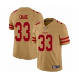 Women's San Francisco 49ers #33 Roger Craig Limited Gold Inverted Legend Football Jersey