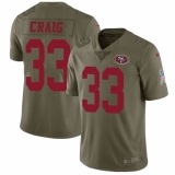 Men's Nike San Francisco 49ers #33 Roger Craig Limited Olive 2017 Salute to Service NFL Jersey